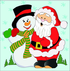 santa claus and snowman