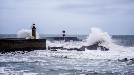Felgueiras lighthouse in Porto coast of Portugal