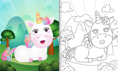 coloring book for kids with a cute unicorn character illustration
