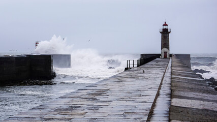Felgueiras lighthouse in Porto coast of Portugal