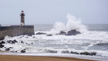 Felgueiras lighthouse in Porto coast of Portugal