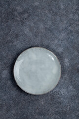 Vintage Rustic Plate on beautiful Stone textured background. Minimalist Style. Template for Poster Banner Cooking Baking Workshop Course