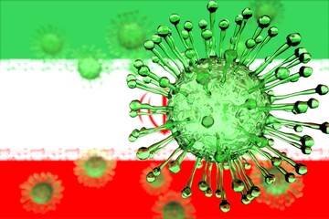 Flag of Iran and coronavirus. Public healthcare concept. 3d rendering