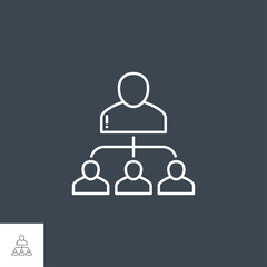 Subordination Related Vector Line Icon. Isolated on Black Background. Editable Stroke.