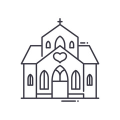Church icon, linear isolated illustration, thin line vector, web design sign, outline concept symbol with editable stroke on white background.