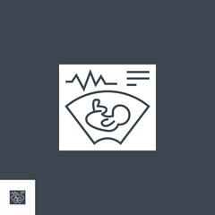 Ultrasound related vector glyph icon. Isolated on black background. Vector illustration.