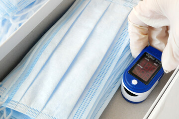 medical face masks, pulse oximeter for finger tip simultaneous monitoring of blood flow and...