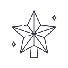 Christmas star icon, linear isolated illustration, thin line vector, web design sign, outline concept symbol with editable stroke on white background.