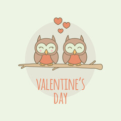 Happy Valentine's Day Couple Owls in Love Card	