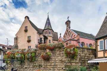Obraz premium Main square in Eguisheim, Alsace, France