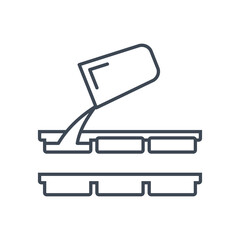 Thin line icon food industry, pouring into mold