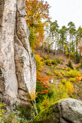 Colorful autumn landscape and sandstone rocks