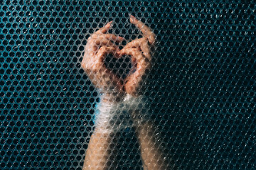 Human rights. Forced labour. Slavery violence. Liberty freedom. Powerless tied hostage woman hands...