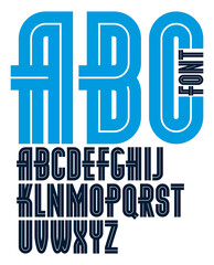 Set of vector bold capital alphabet letters made with white lines, can be used as business logo design elements