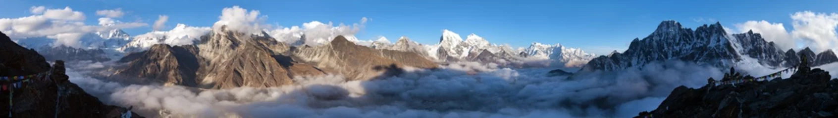 Cercles muraux Makalu Mount Everest, Lhotse, Makalu and Cho Oyu from Gokyo Ri