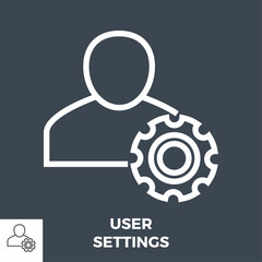 User Settings Thin Line Vector Icon Isolated on the Black Background.