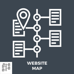 Website Map Thin Line Vector Icon Isolated on the Black Background.