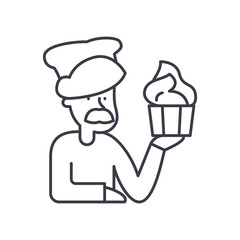 Chef icon, linear isolated illustration, thin line vector, web design sign, outline concept symbol with editable stroke on white background.