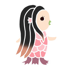 amabie　アマビエ　妖怪　手描き　可愛い　イラスト　主線なし