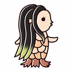 amabie　アマビエ　妖怪　手描き　可愛い　イラスト　黄色