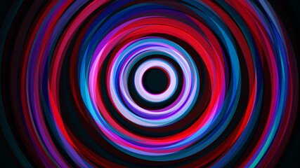 Fototapeta na wymiar Abstract intersecting vibrant red blue round circle lines on dark background