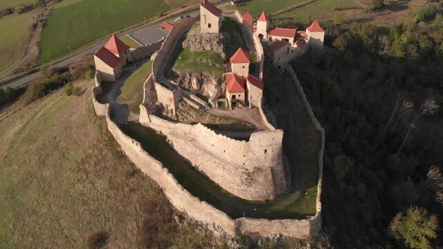 Aerial view of Rupea Citadel , Brasov County, Romania