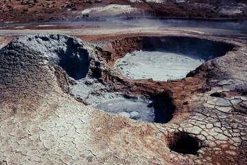 Geothermal area Hverir, Iceland.