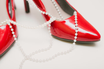 red shoes on a white background