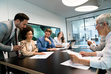 Entrepreneurs and business people conference in modern meeting room