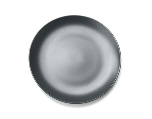 round gray plate for main courses isolated on white background