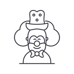 Circus clown icon, linear isolated illustration, thin line vector, web design sign, outline concept symbol with editable stroke on white background.