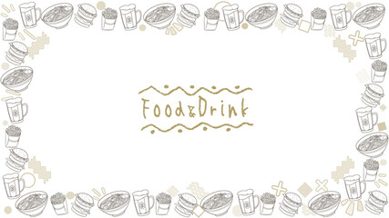 食べ物の枠、フレーム、飲食、フルHD比率、モノクロ