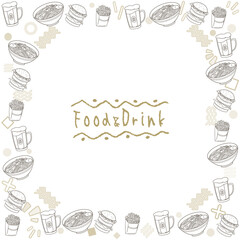 食べ物の枠、フレーム、飲食、正方形、モノクロ