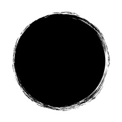 Black Paint Brush Stroke Circle Isolated On White Background. Vector