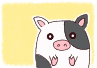 牛　丑年　年賀状　素材　黄色　イラスト