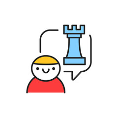 Children's chess studio color line icon. Pictogram for web page, mobile app, promo.
