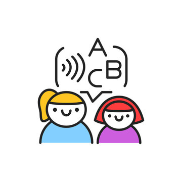 Classes with speech therapist color line icon. Pictogram for web page, mobile app, promo.