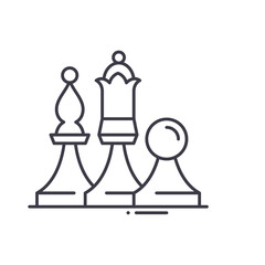 Chess icon, linear isolated illustration, thin line vector, web design sign, outline concept symbol with editable stroke on white background.