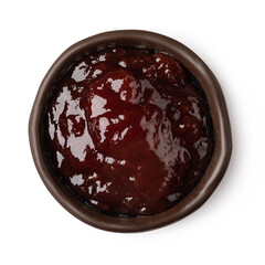 glass bowl of red berry jam