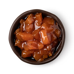 glass bowl of apricot jam