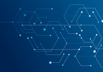 Digital technology backdrop. Vector futuristic digital concept. White pattern template. Blue geometric background. Internet connection network high digital technology