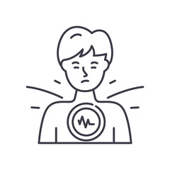 Chest pressure icon, linear isolated illustration, thin line vector, web design sign, outline concept symbol with editable stroke on white background.