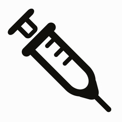 Medical syringe icon. Health care. Injection. Injection illustration. Vector icon.