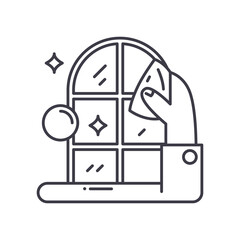 Clean window concept icon, linear isolated illustration, thin line vector, web design sign, outline concept symbol with editable stroke on white background.