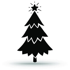 Christmas tree. Hand-drawn Christmas tree icon isolated on a white background. Illustration