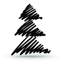 Christmas tree. Hand-drawn Christmas tree icon isolated on a white background. Illustration