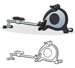 Vector rowing machine cartoon illustration © Francois Poirier