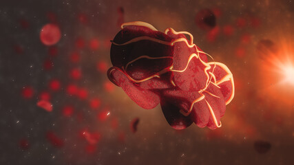 Blood Clot with Red Blood Cells and fibrin blood clot concept in diseases 3d rendering