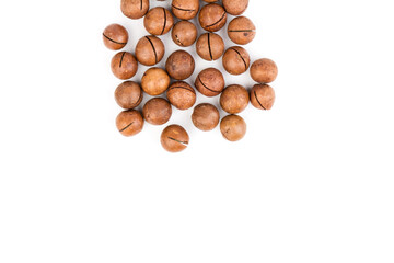 macadam nuts with clipping path on a white isolated background