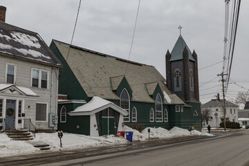 BARRE, VERMONT, USA - FEBRUARY, 22, 2020: Winter time city view